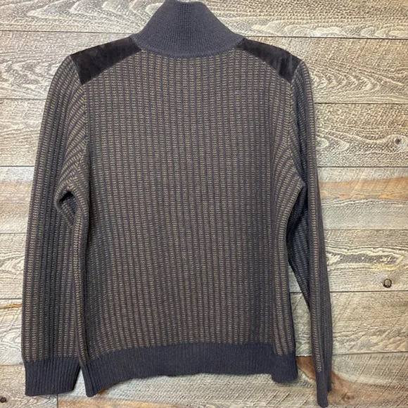 Men’s Moncler Italian Brown zipper front sweater with leather accents Size Large - Picture 2 of 9